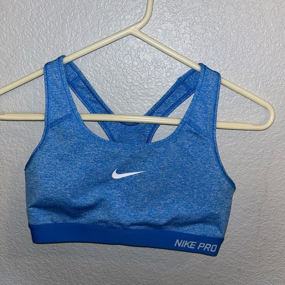Nike Dri-FIT Blue Heather Sports Bra - Picture 1 of 4